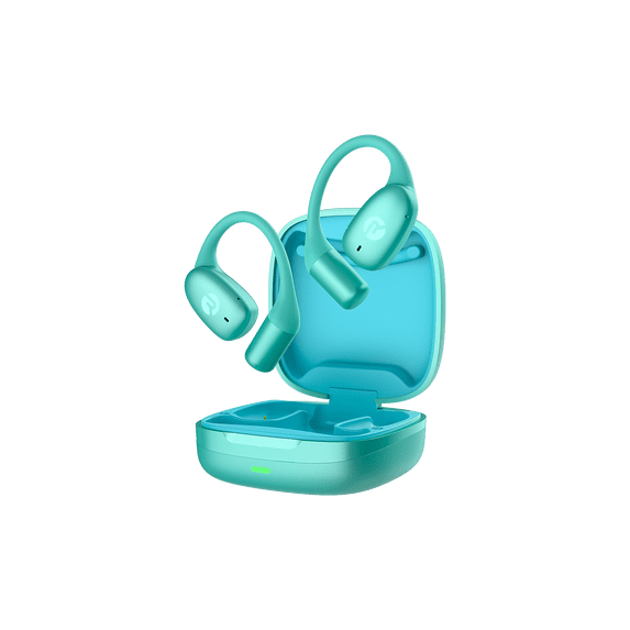 Raycon Essential Open Ear Earbuds, mint green wireless Bluetooth headphones with charging case
