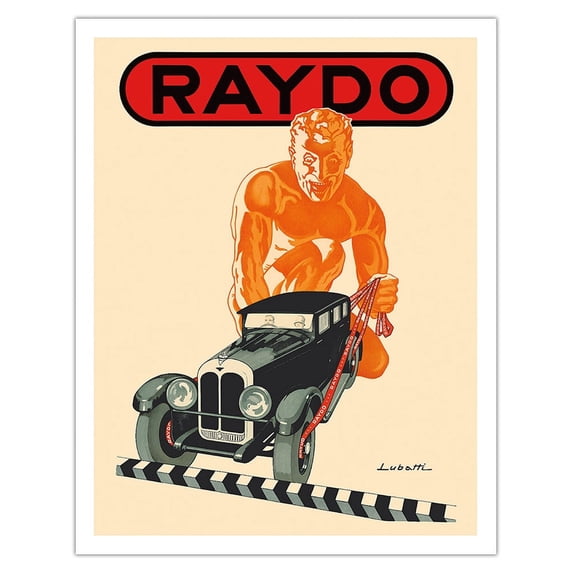 Raydo - Automobile Brake Manufacturer - Vintage Advertising Poster by Lubatti c.1930 - Fine Art Matte Paper Print (Unframed) 11x14in