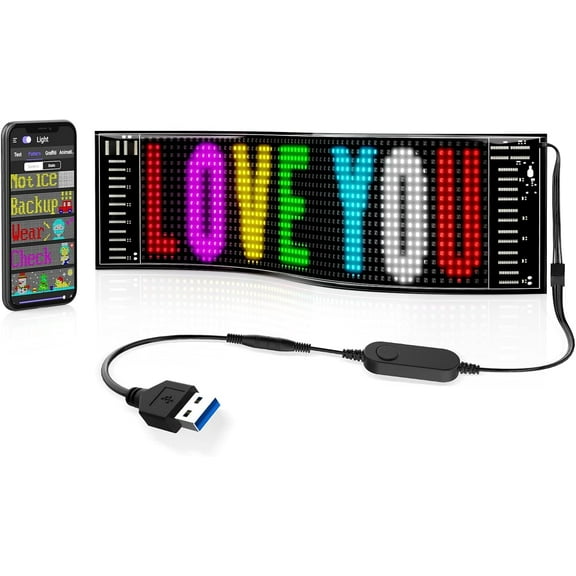 Rayhome Double Row Huge Bright Advertising Programmable LED Sign, 31''x8'' Flexible 24V/2A Digital Scrolling Light Sign Custom Text Message Pattern LED Display for Store Car Hotel.