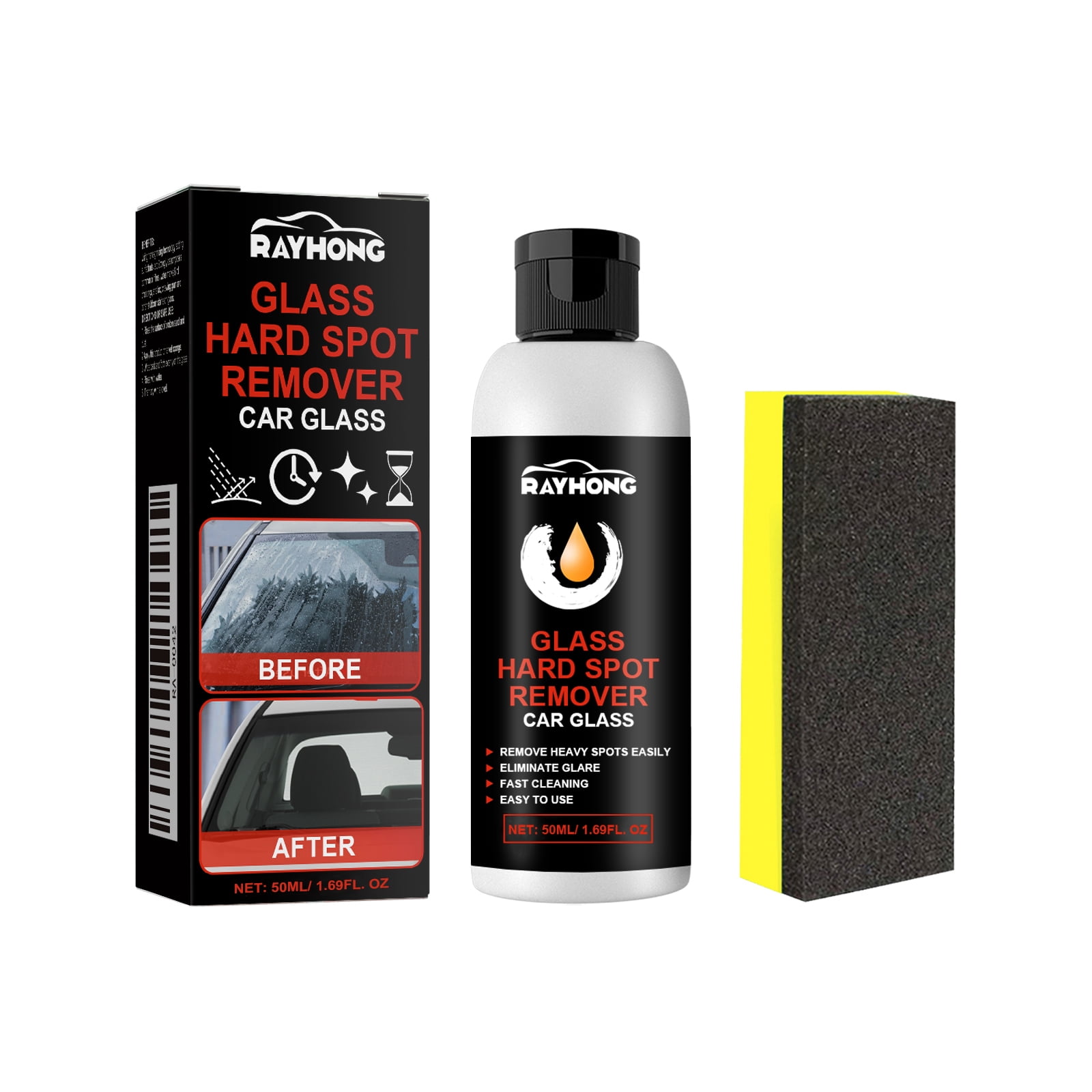 Rayhong Car Glass Deep Cleaning and Polishing Paste, Glass Cleaner for Stain Removal, Scratch Repair, and Gloss Enhancement