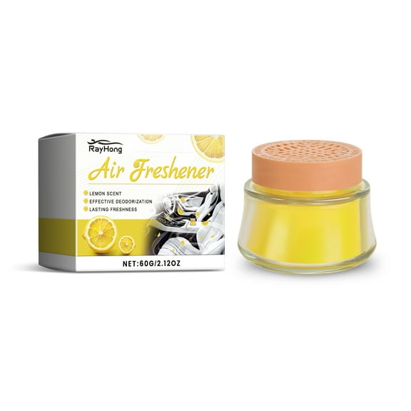 Rayhong Lemon Fragrance Car Solid Balm, Car Air Fresh Light Fragrance Portable Car Balm