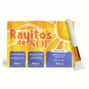 Rayitos de Sol Body Hair Color Brightening Kit with Coconut Oil   1 Pack with Silicone Brush | Arms Legs Back Abdomen | Vitamins E & K | Itch-Free