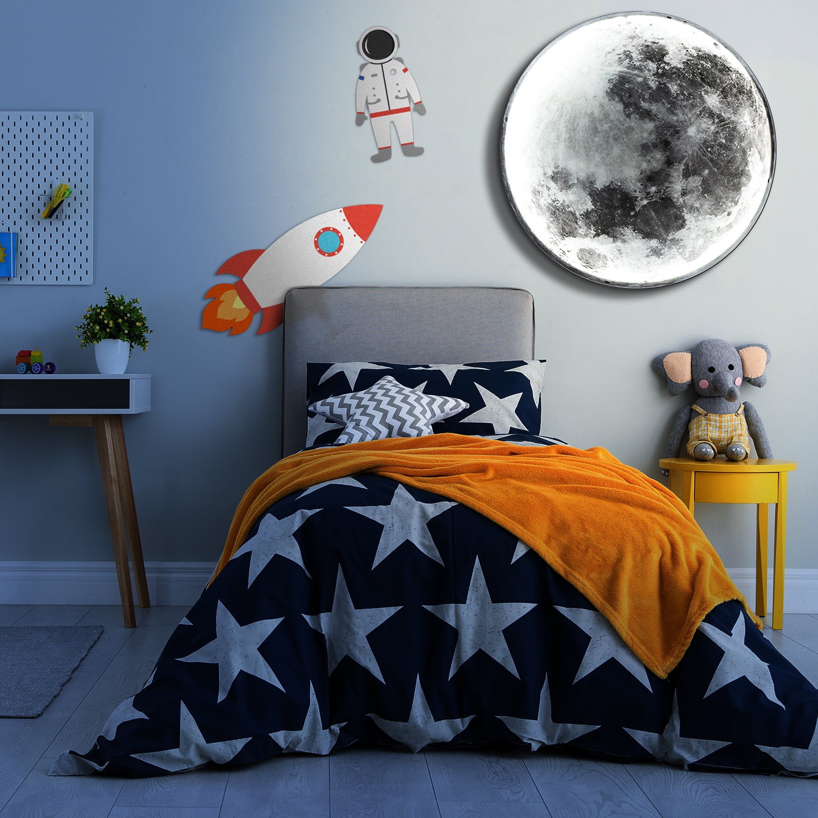 Raykho 3D Moon LED Wall Light, Modern Art Deco Lighting, 3 Color Changing, Acrylic, for Bedroom