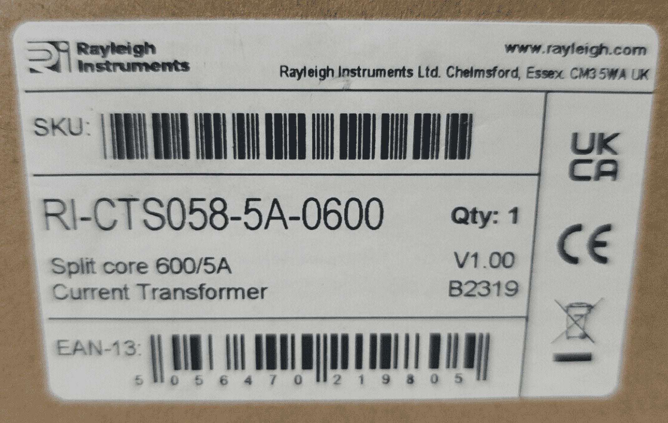 Leigh Instruments Rayleigh Instruments 600A Split Core Current Transformer - RI-CTS058 ...