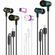 USB C Headphones with Microphone 3 Pack, Wired Earbuds with Heavy Bass, Type C Earphones with Noise Isolating, Compatible with iPad, Android Phones, Fits Most Type C Devices