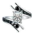 thumbnail image 1 of Raylynn Engagement Ring Silver Black Cz Emerald Cut Womens Ginger Lyne Collection, 1 of 6