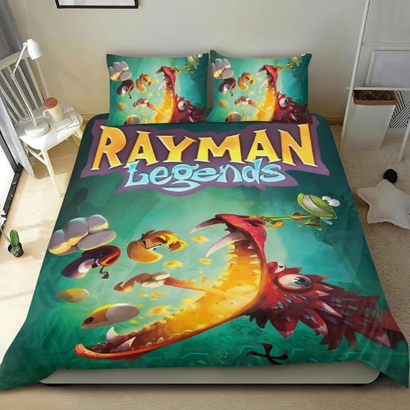 Rayman Legends-themed Bed Sheet Set Three Piece Set Comfortable And Skin Friendly Unique Design Home Decor Gifts For Family Friends fans54''x79''135cm*200cm