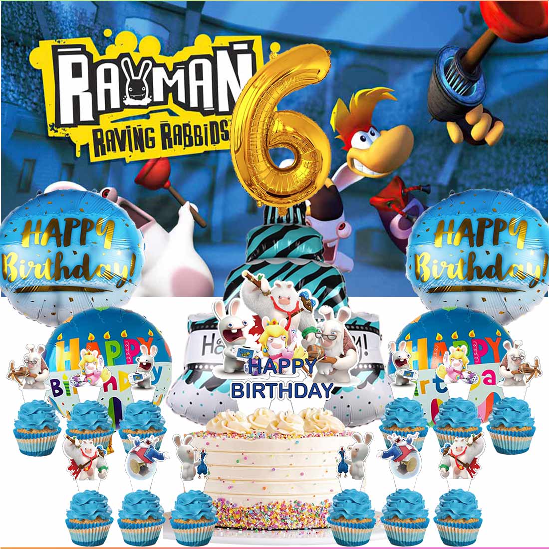 Rayman Raving Rabbids Party Supplies Decor 6th Kit Balloons Birthday ...