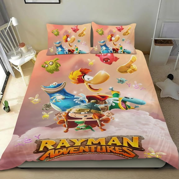 Rayman Themed Bed Sheet Set Three Piece Set 36x75 Inches Comfortable And Skin Friendly Unique Design Creating A Star Studded Night