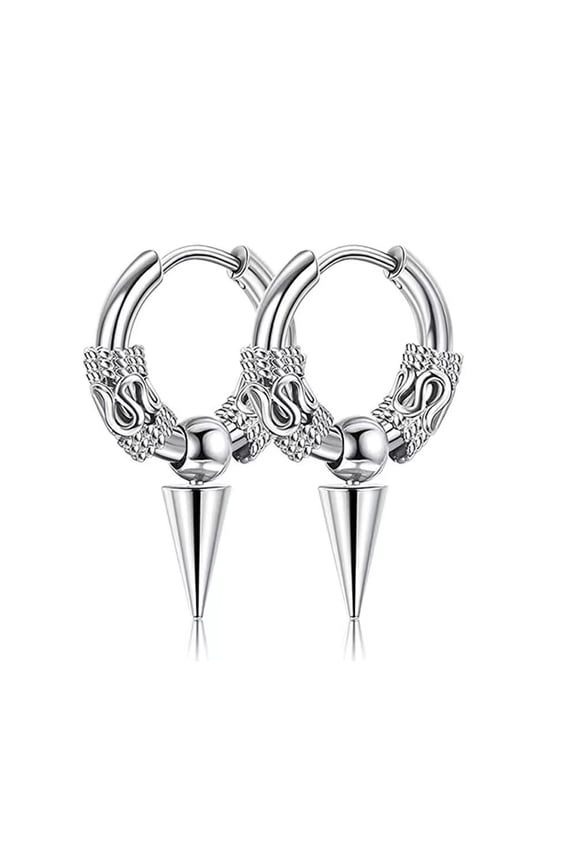 Men's Dragon Pattern Earrings Titanium Steel Hypoallergenic Piercing Men Hoop Earrings Dragon Totems Hip-hop Punk Jewelry