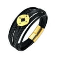 thumbnail image 1 of Raymard Mens Compass Bracelet, Leather and Steel, Black Braided Leather Bracelet for Men, Multi-Leather Bracelet, Ideal Gift for Boyfriend Husband Father, 1 of 6