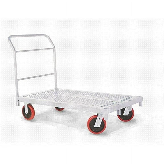 Raymond Products 3957 Heavy Duty Platform Truck - 8'' Quiet Poly Casters  2 Fixed and 2 Swivel  1 Push Handle