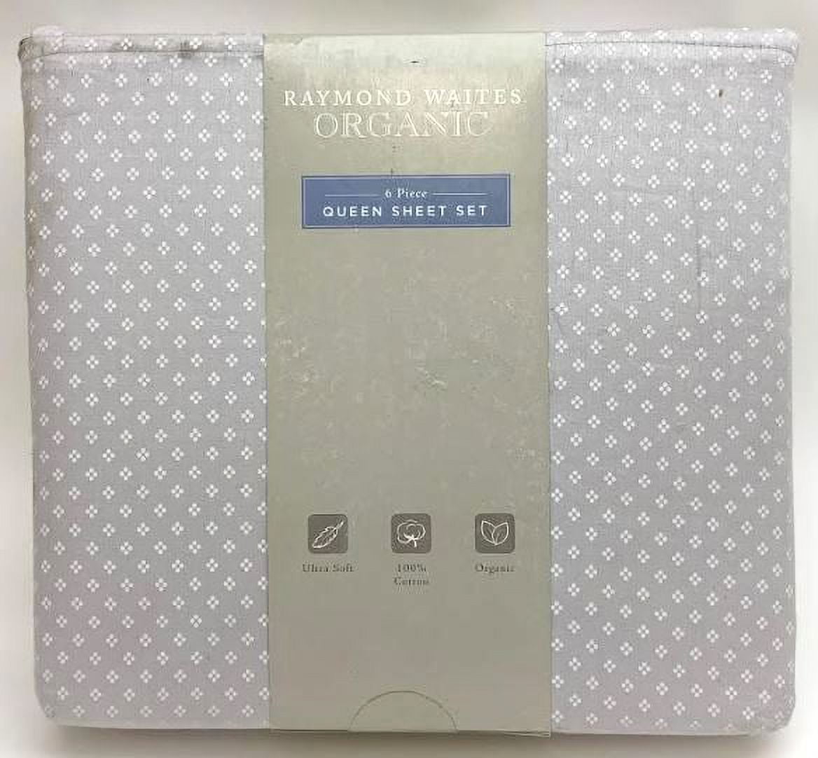 Raymond Waites 100 Organic Cotton 300 TC 6Piece Sheet Set, Queen