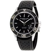 Raymond Weil Freelance Black Dial Silicone Strap Mens Watch 2760-TR1-20001