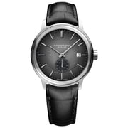 Raymond Weil Maestro Automatic Stainless Steel Gray Dial Black Leather Strap Date Mens Watch 2238-STC-60001