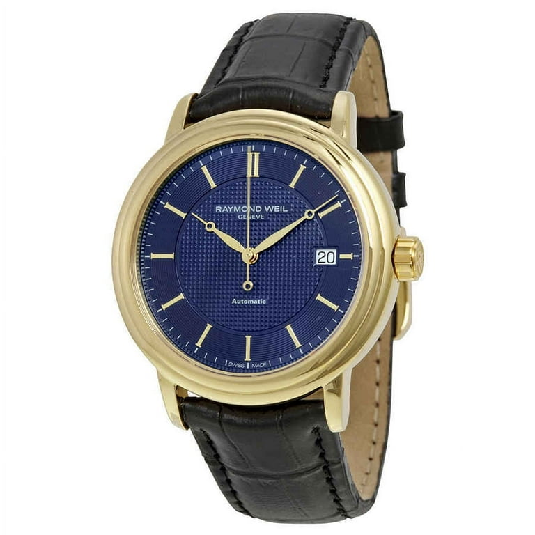 Blue Dial Raymond Weil Mens Watch Leather Strap Raymond Weil
