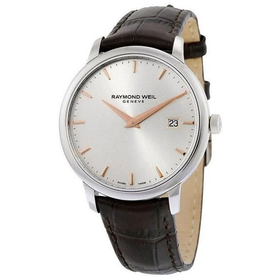 Raymond Weil Toccata Silver Dial Brown Leather Mens Watch 5488-SL5-65001