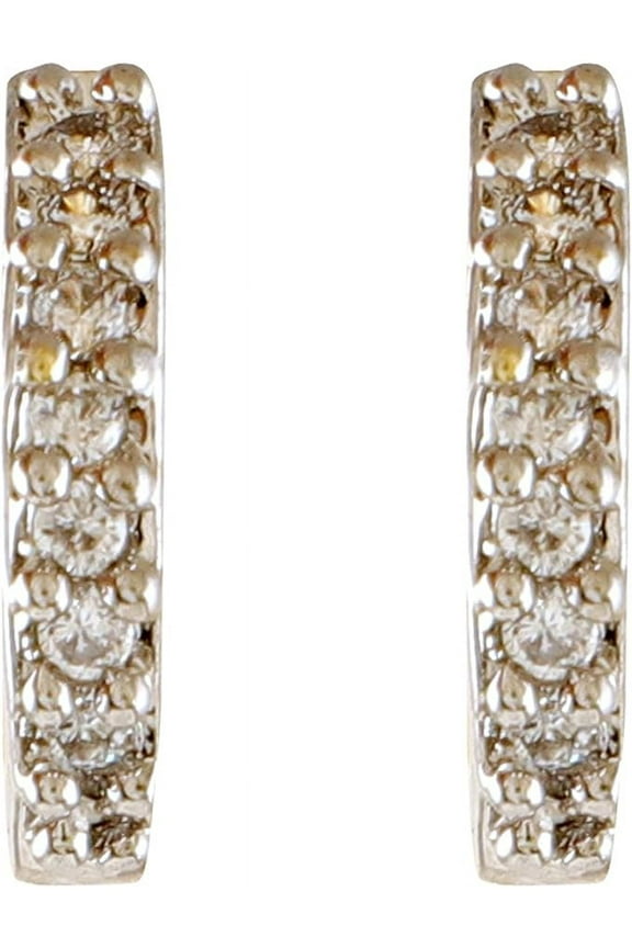 Cubic Zirconia Round Design Hoop Earrings 18kt Yellow Gold Plated