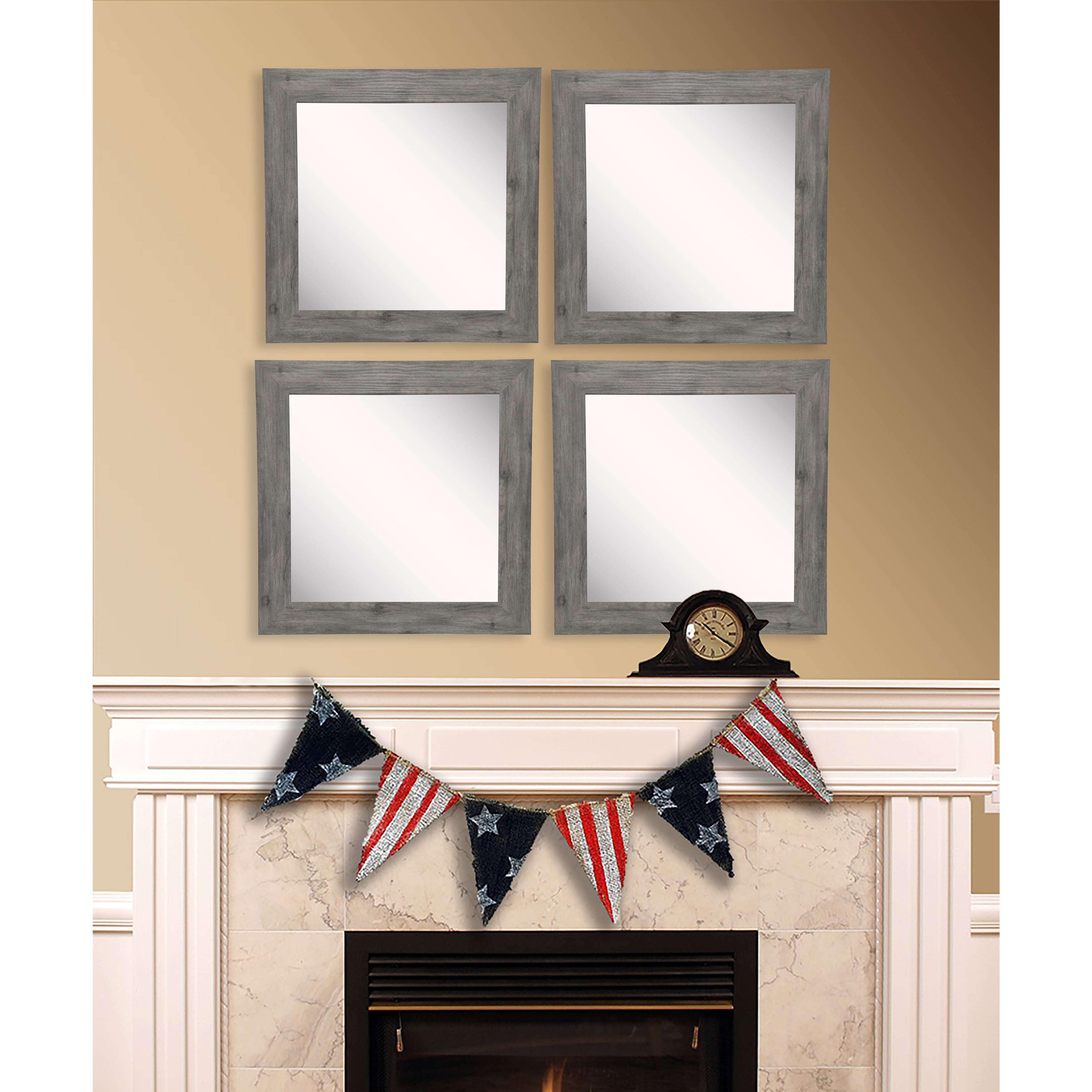 Rayne Brown Barnwood Square Wall Mirror, Set of 4