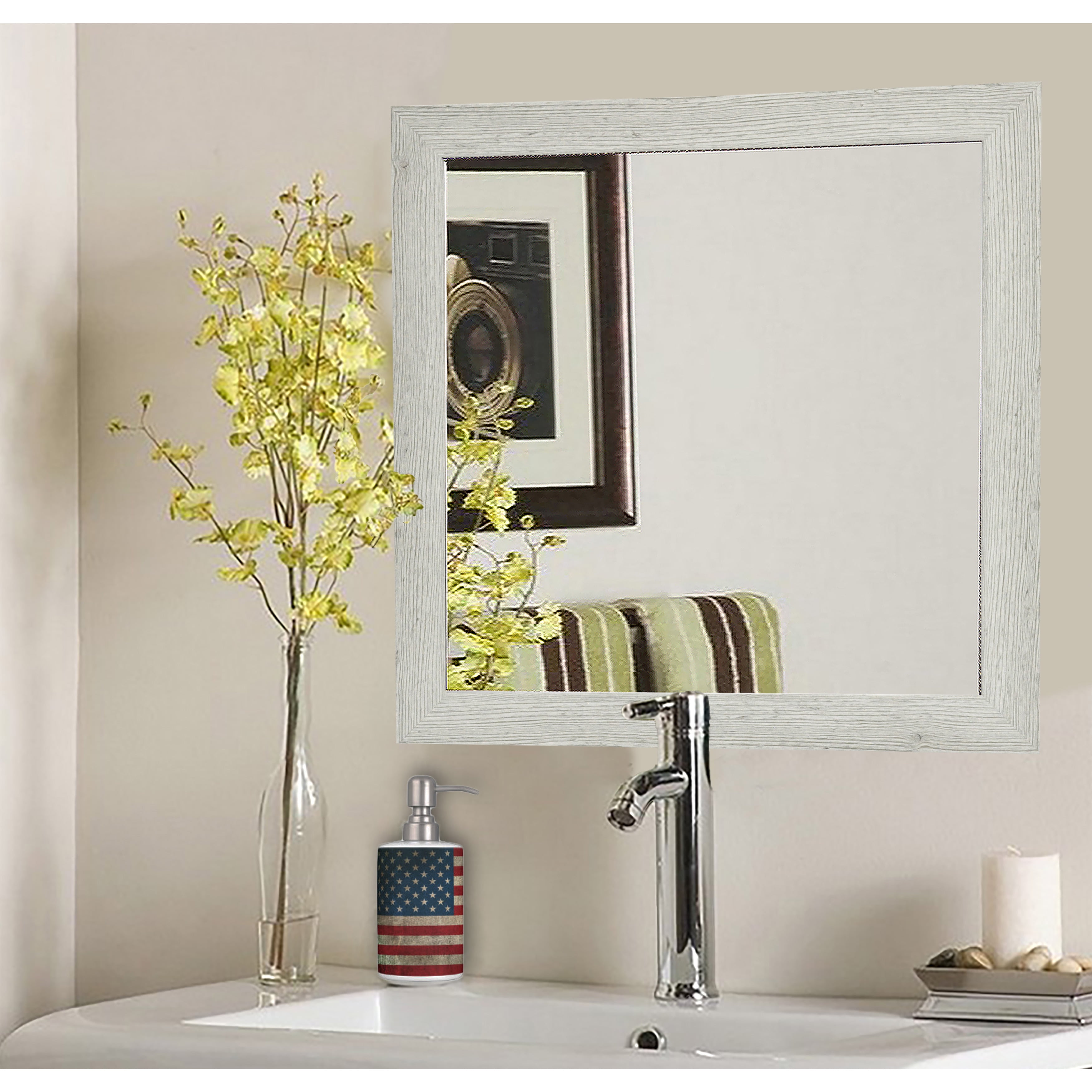 Rayne Mirrors Ava White Washed Antique Mirror - (29.5X29.5 Inches)