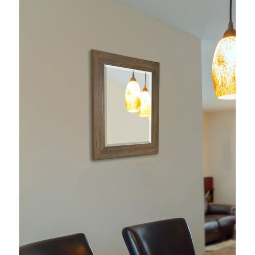 Rayne Mirrors American Made Barnwood Wall Mirror, 35.5" X 35.5"", Brown Finish