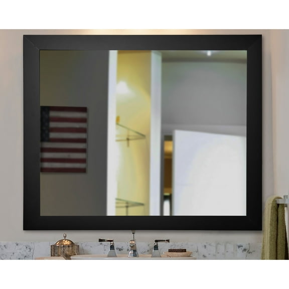 Rayne Mirrors American Made Rayne Black Satin Wide Vanity Wall Mirror
