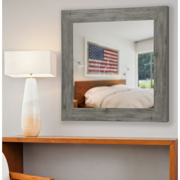 Rayne Mirrors American Made Rayne Grey Square Wall/ Vanity Mirror