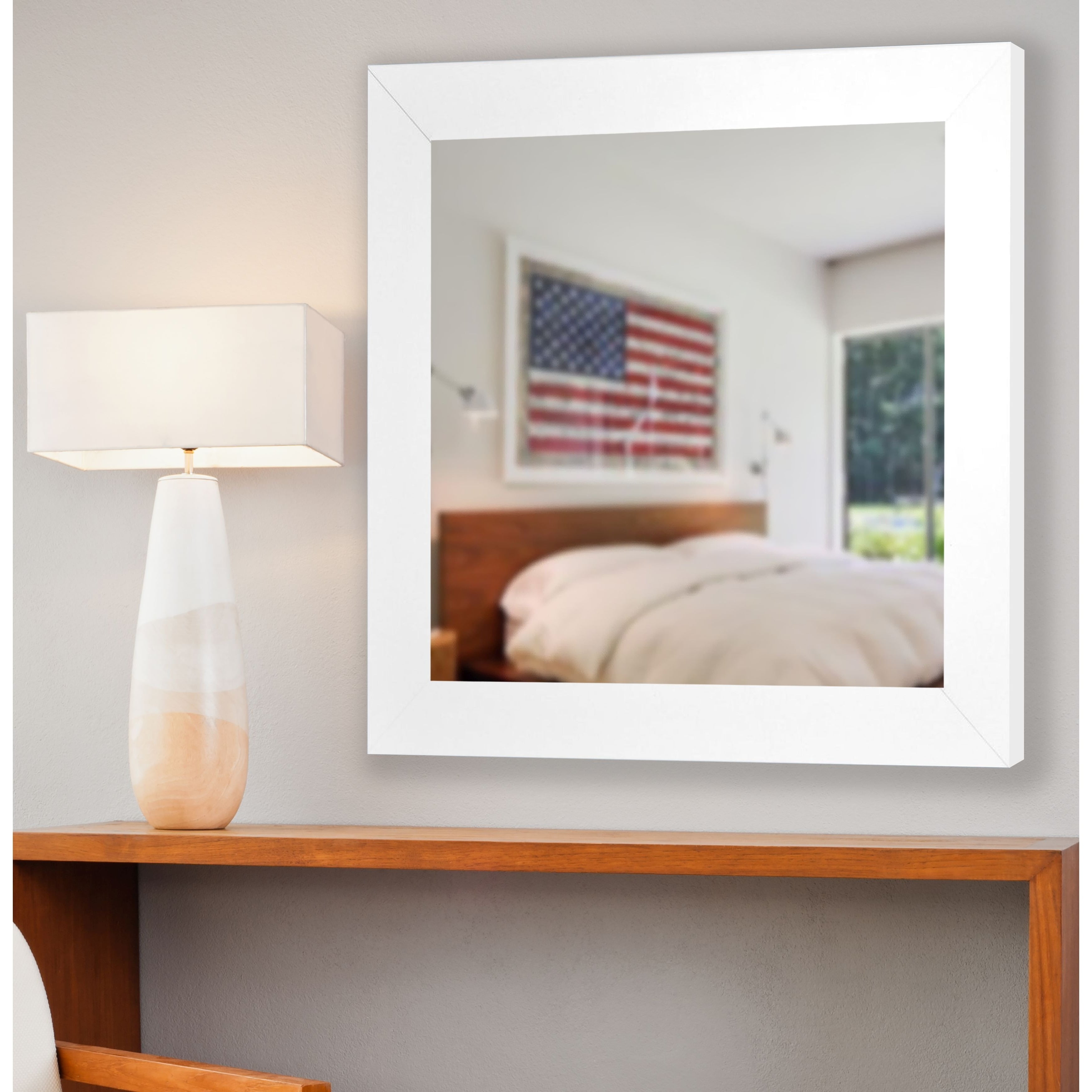 Rayne Mirrors Rayne White Satin Wide Wall/ Vanity Mirror