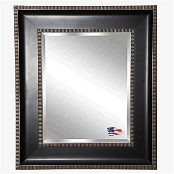 Rayne Mirrors Black with Silver Caged Trim Wall Mirror