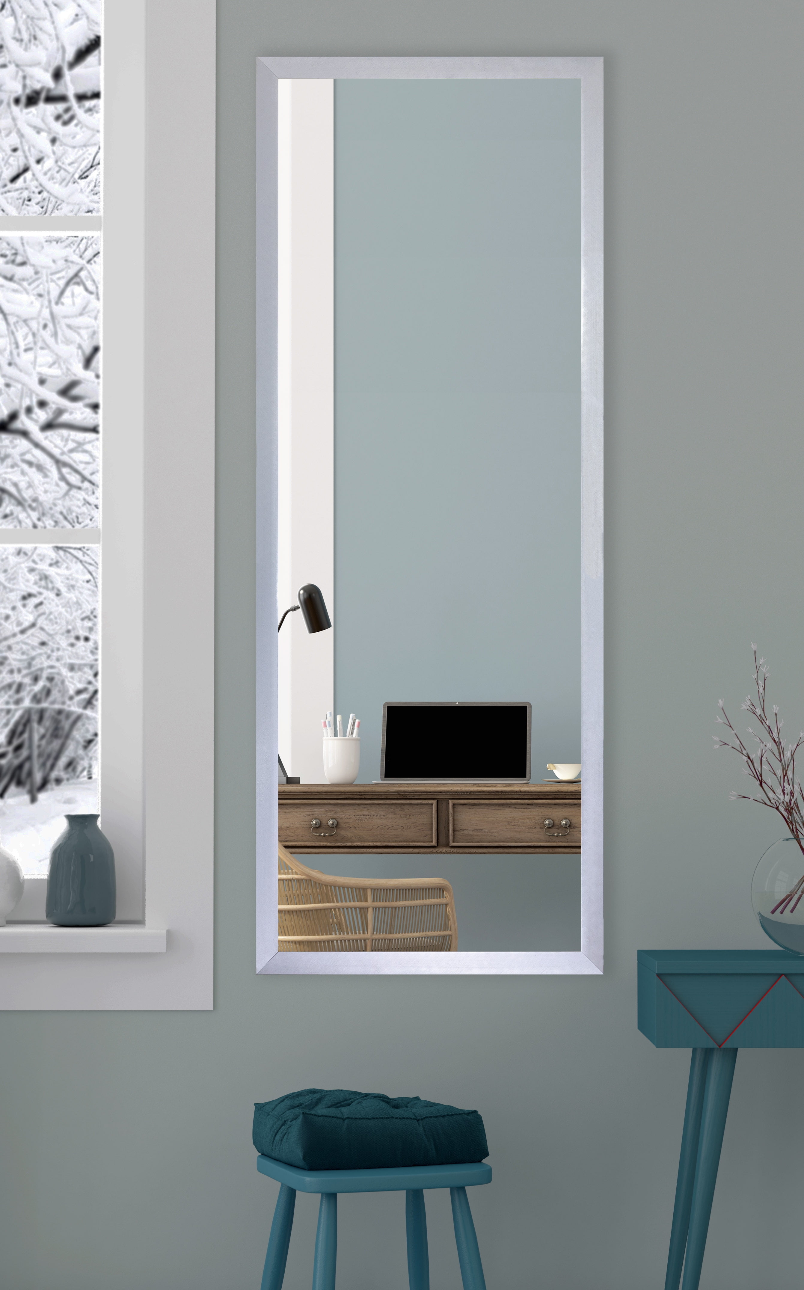 Rayne Mirrors Juliet Soft Silver Metal Slender Body Mirror 16 x 55