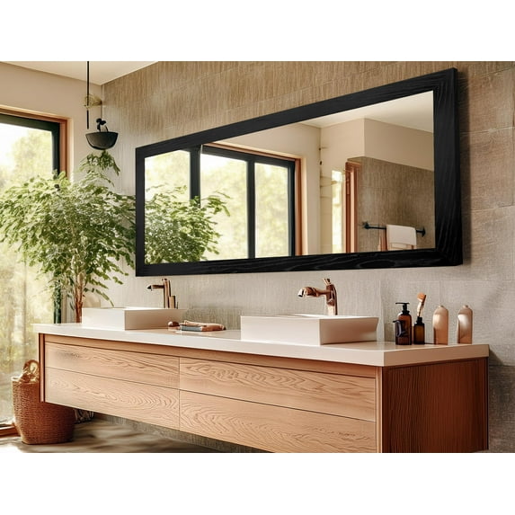 Rayne Mirrors Ozark Hardwood Wall Mirror 64"x33" Floor Mirror Red Oak Black