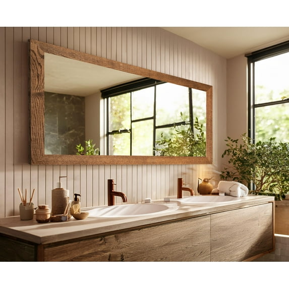 Rayne Mirrors Ozark Hardwood Wall Mirror 66"x33" Floor Mirror Red Oak Honey