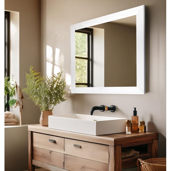 Rayne Mirrors Ozark Hardwood Wall Mirror 38"x33" Floor Mirror Red Oak White