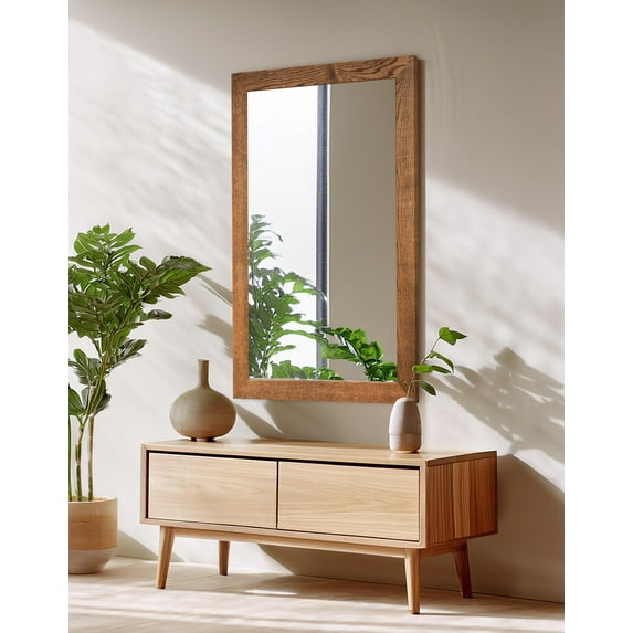 Rayne Mirrors Ozark Hardwood Wall Mirror 54"x33" Floor Mirror Red Oak Honey
