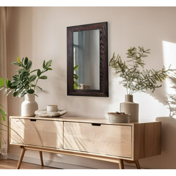 Rayne Mirrors Ozark Hardwood Wall Mirror 24"x33" Floor Mirror Red Oak Black Cherry