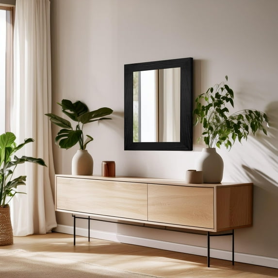 Rayne Mirrors Ozark Hardwood Wall Mirror 30"x33" Floor Mirror Red Oak Black