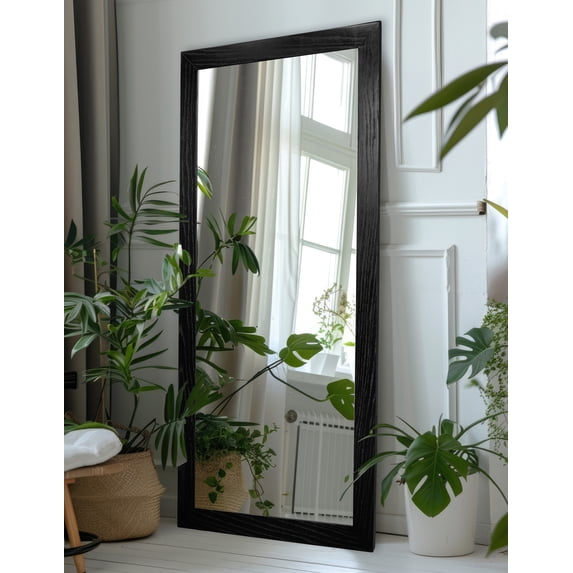 Rayne Mirrors Ozark Hardwood Wall Mirror 74"x33" Floor Mirror Red Oak Black