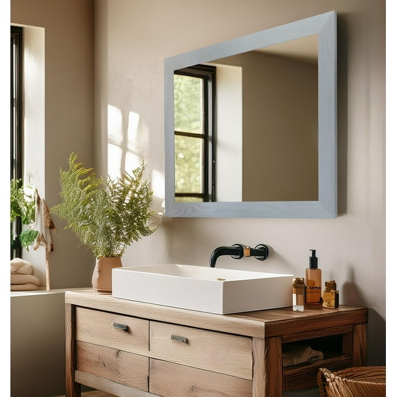 Rayne Mirrors Ozark Hardwood Wall Mirror 38"x33" Floor Mirror Red Oak Gray