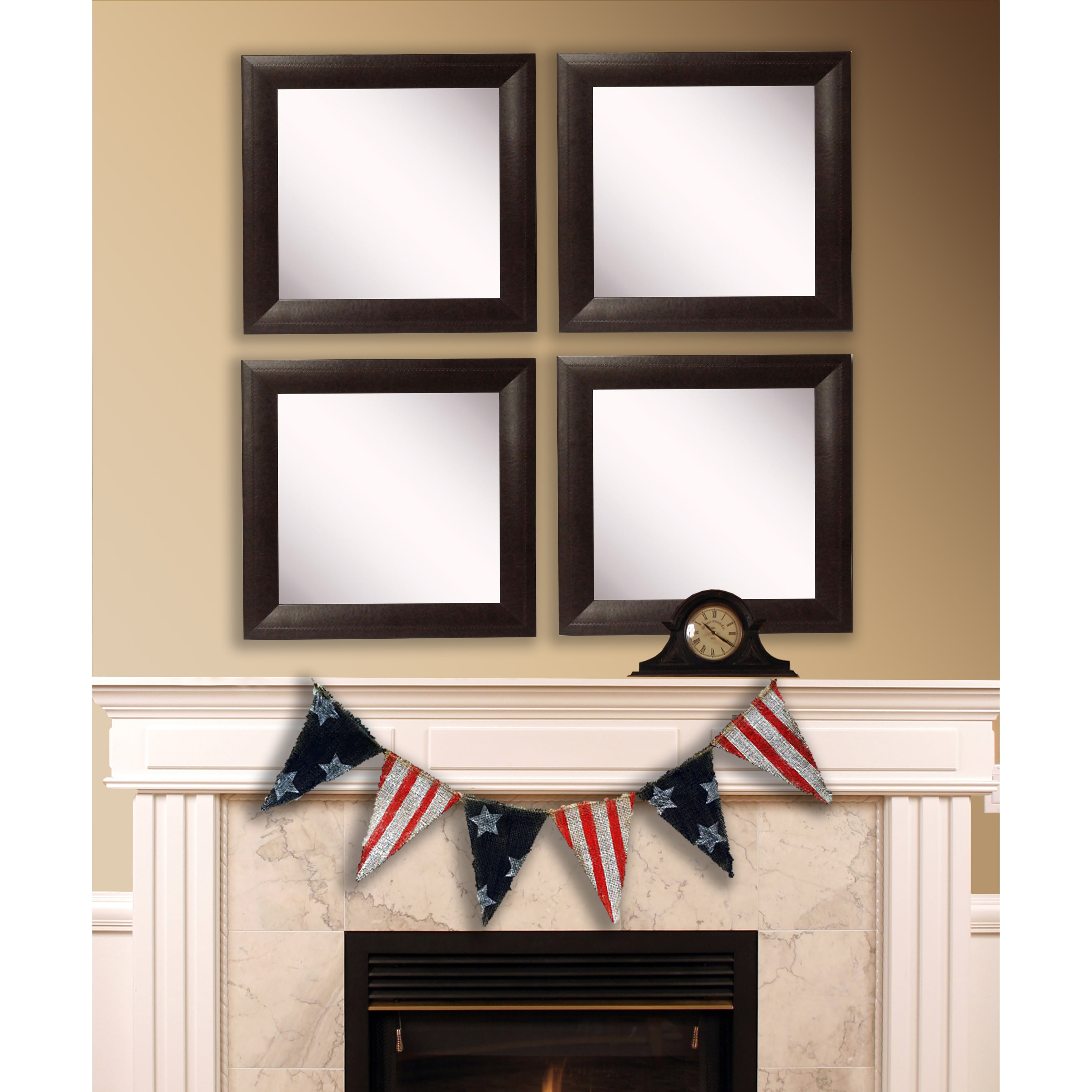 Rayne Mirrors Rayne Espresso Leather Square Wall Mirror Set