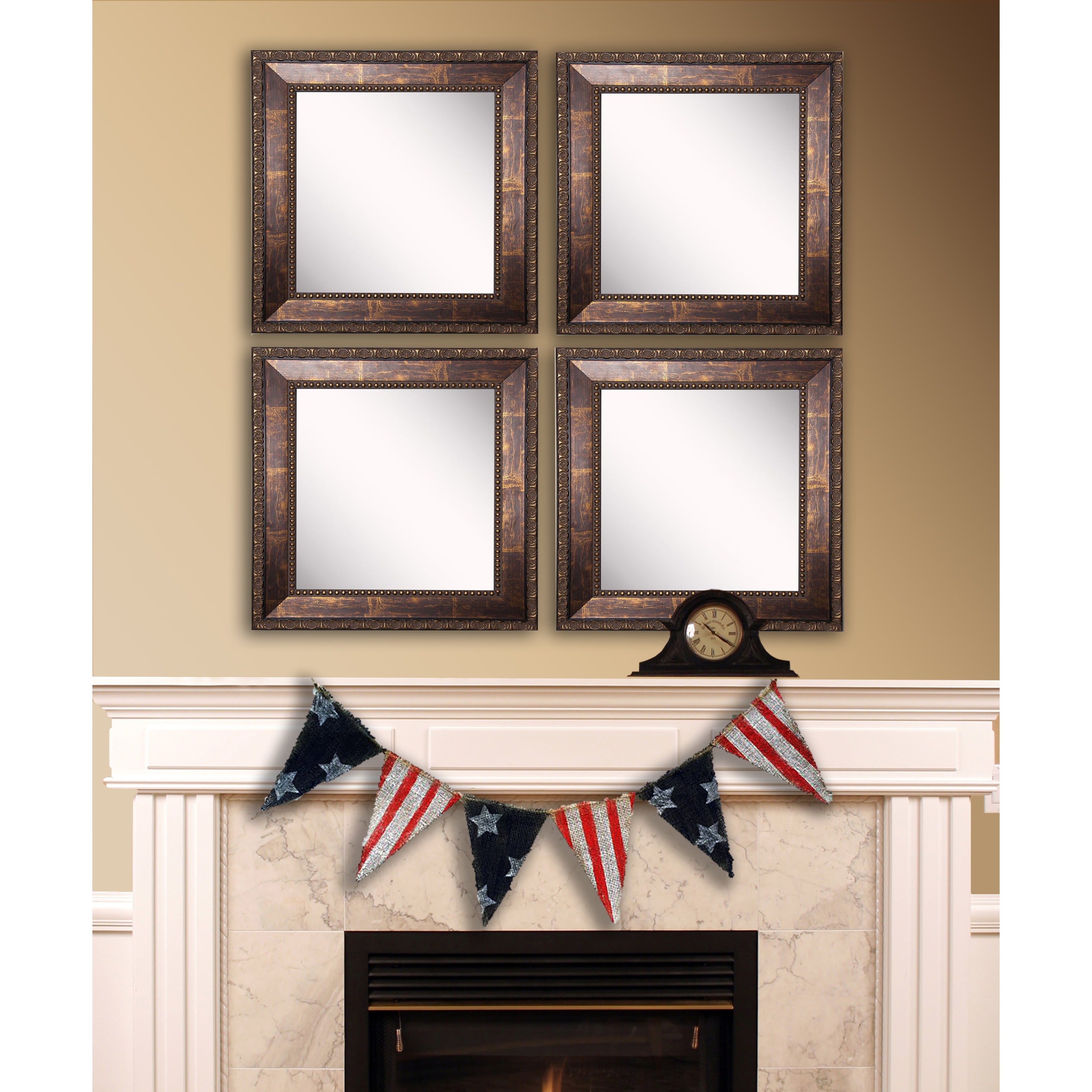 Rayne Mirrors Rayne Roman Copper Bronze Square Wall Mirror Set