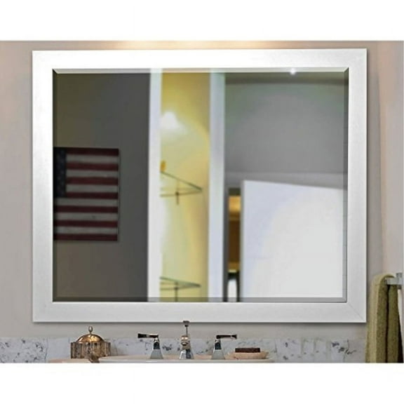 Rayne  White Satin Wide Wall Mirror