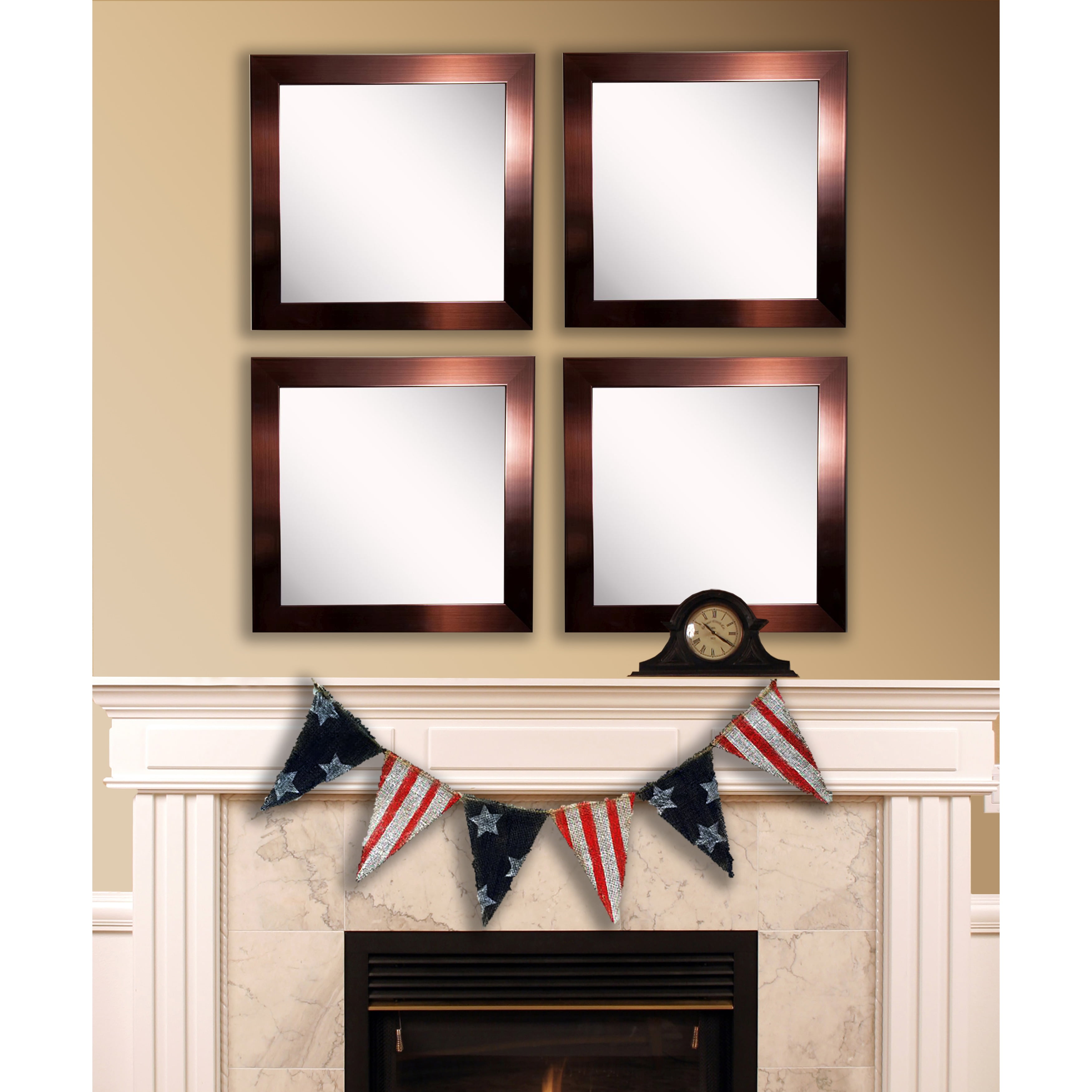 Rayne Mirrors Rayne Shiny Bronze Square Wall Mirror Set