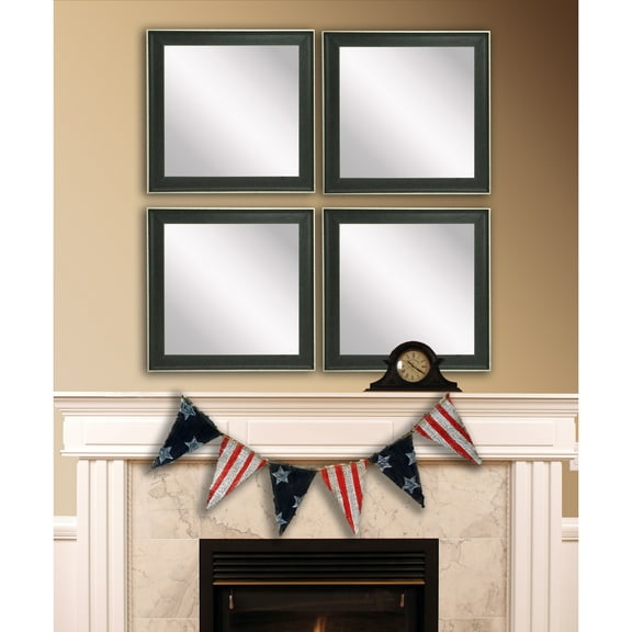 Rayne Mirrors Rayne Vintage Black Square Wall Mirror Set - Black/Silver