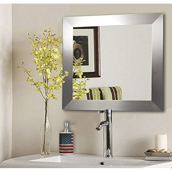 Rayne Mirrors S003S American Made Wide Wall Mirror, 17.5" X 17.5"", Silver Finish