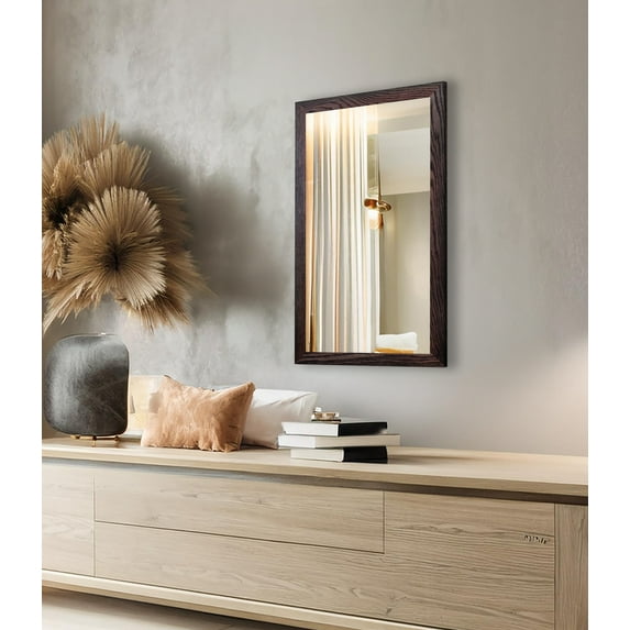 Rayne Ozark Hardwood 2" Red Oak Wall Mirror 21" x 30" Floor Mirror Black Cherry