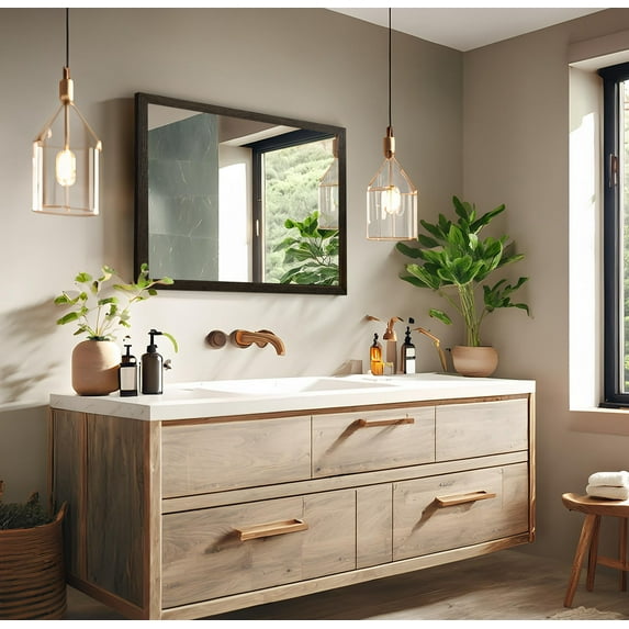 Rayne Ozark Hardwood 2" Red Oak Wall Mirror 31" x 30" Floor Mirror Ebony