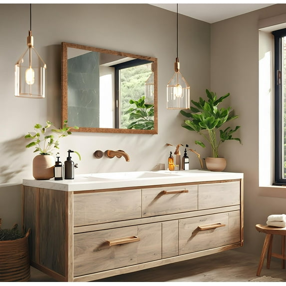 Rayne Ozark Hardwood 2" Red Oak Wall Mirror 33" x 30" Floor Mirror Honey