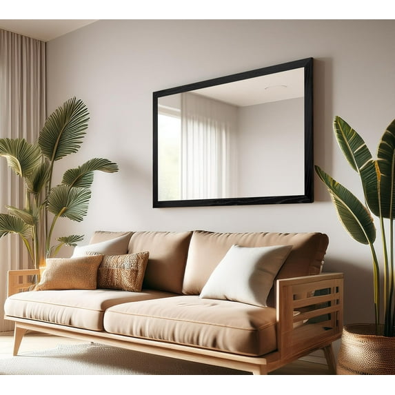 Rayne Ozark Hardwood 2" Red Oak Wall Mirror 43" x 30" Floor Mirror Black