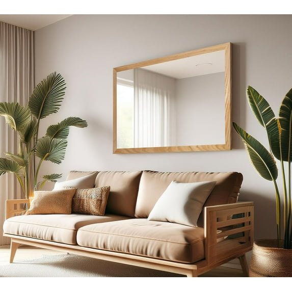 Rayne Ozark Hardwood 2" Red Oak Wall Mirror 47" x 30" Floor Mirror Natural