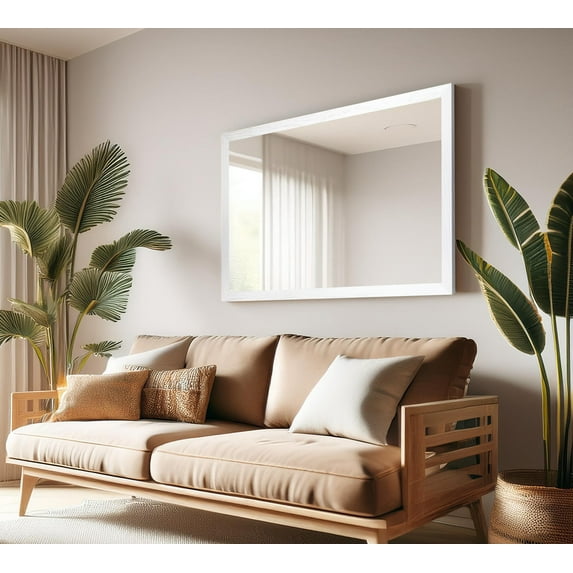 Rayne Ozark Hardwood 2" Red Oak Wall Mirror 47" x 30" Floor Mirror White